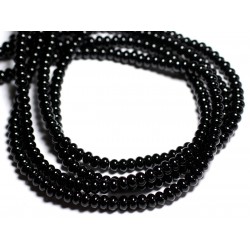 20pc - Perles de Pierre - Onyx Noir Rondelles 6x4mm - 4558550084385 
