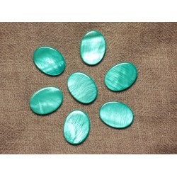 5pc - Perles de Nacre Ovales 20x15mm Bleu Vert Turquoise - 4558550084347 