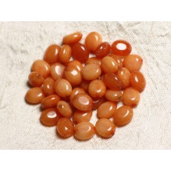 10pc - Perles de Pierre - Jade Ovales 10x8mm Orange - 4558550082107 