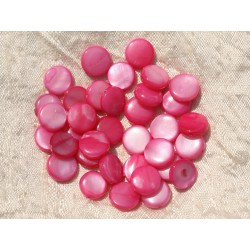 20pc - Perles Nacre Palets 10mm Rose Fuchsia 4558550017048 
