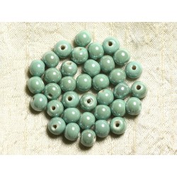 10pc - Perles Porcelaine Céramique Vert Turquoise Boules 8mm 4558550004208 