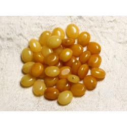 10pc - Perles de Pierre - Jade Ovales 10x8mm Jaune - 4558550082091 