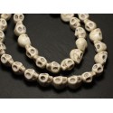 10pc - Perles Crâne Tête de Mort Turquoise Synthèse 12mm Blancs  4558550030337 