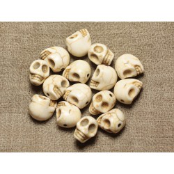 10pc - Perles Crâne Tête de Mort Turquoise Synthèse 12mm Blancs  4558550030337 