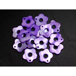 10pc - Perles Breloques Pendentifs Nacre Fleurs 19mm Violet 4558550014665 