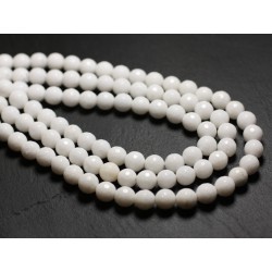 10pc - Perles de Pierre - Jade Boules Facettées 8mm Blanc Opaque - 4558550039729 