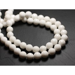 6pc - Perles de Pierre - Jade Boules Facettées 12mm Blanc Opaque - 4558550039743 