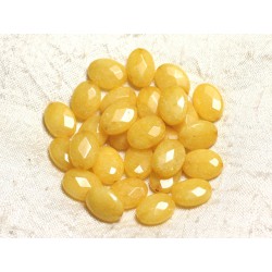 2pc - Perles de Pierre - Jade Ovales Facettés 14x10mm Jaune Moutarde - 4558550039613 