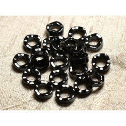 10pc - Perles de Pierre - Hématite Cercles Donuts Ondulés 12mm 4558550010643 