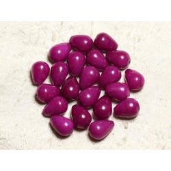 6pc - Perles de Pierre - Jade Gouttes 14x10mm Violet Rose Fuchsia 4558550002280