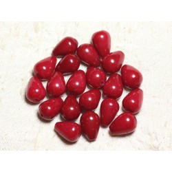 6pc - Perles de Pierre - Jade Gouttes 14x10mm Rouge Cerise 4558550002303