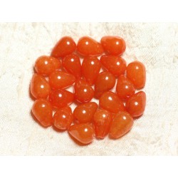 6pc - Perles de Pierre - Jade Gouttes 14x10mm Orange 4558550002327