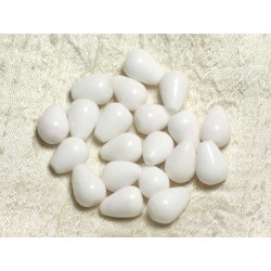 6pc - Perles de Pierre - Jade Gouttes 14x10mm Blanc 4558550002334