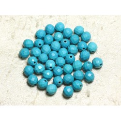 10pc - Perles Turquoise synthèse Boules Facettées 8mm Bleu Turquoise N°1 4558550002365 