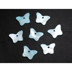10pc - Perles Breloques Pendentifs Nacre - Papillons 20mm Bleu Turquoise 4558550002952