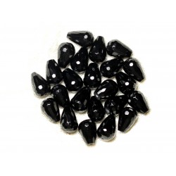 4pc - Perles de Pierre - Onyx Noir Gouttes Facettées 12x8mm 4558550002990