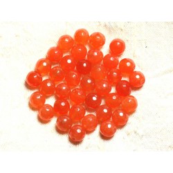 10pc - Perles de Pierre - Jade Boules Facettées 8mm Orange 4558550008718 
