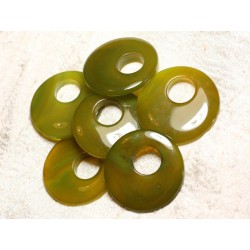 1pc - Donut Pendentif Pierre Agate 42-46mm Vert Jaune Olive 4558550003973