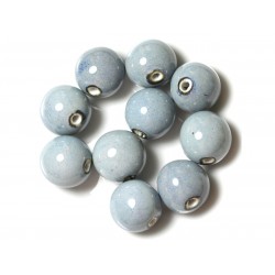 10pc - Grosses Perles Céramique Porcelaine Boules 20mm Bleu 4558550004420