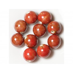 10pc - Grosses Perles Céramique Porcelaine Boules 20mm Rouge 4558550004451