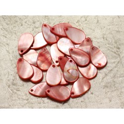 10pc - Perles Breloques Pendentifs Nacre - Gouttes 19mm Rose Rouge 4558550004918