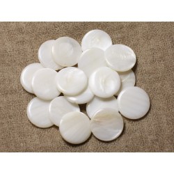 10pc - Perles Nacre Palets 20mm Blanc 4558550004987
