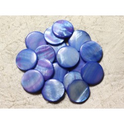 10pc - Perles Nacre Palets 20mm Bleu Rose 4558550004994
