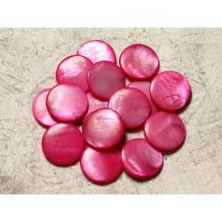 10pc - Perles Nacre Palets 20mm Rose Fuchsia 4558550005014