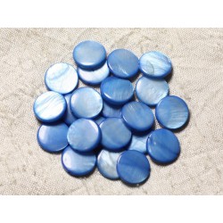 10pc - Perles Nacre Palets 15mm Bleu 4558550005038