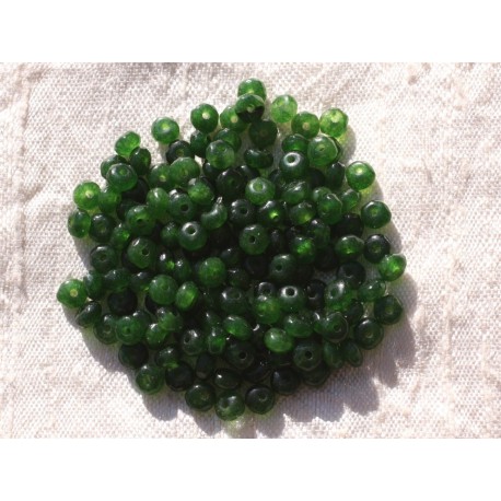 30pc - Perles de Pierre - Jade Rondelles Facettées 4x2mm Vert Olive - 4558550005427 