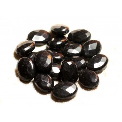 2pc - Perles de Pierre - Jade Gris Noir Ovales Facettés 14x10mm 4558550005854 