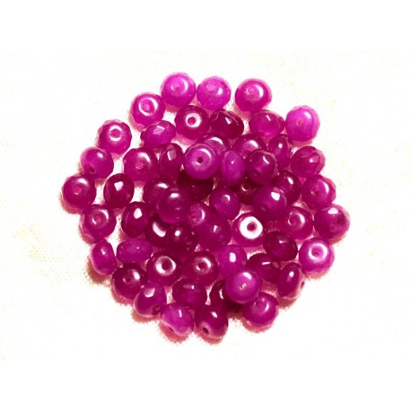 10pc - Perles de Pierre - Jade Rondelles Facettées 6x4mm Violet Rose Fuchsia  4558550008176 