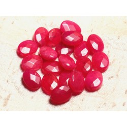 2pc - Perles de Pierre - Jade Ovales Facettés 14x10mm Rose Fuchsia 4558550008954 