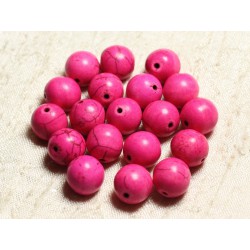 10pc - Perles Turquoise Synthèse Boules 12mm Rose Fluo 4558550028631 