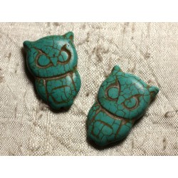 4pc - Perles Turquoise synthèse Chouette Hibou 30x20mm Bleu Turquoise 4558550008312 