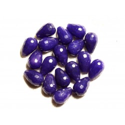 2pc - Perles de Pierre - Jade Bleu Indigo Gouttes Facettées 14x10mm 4558550008855