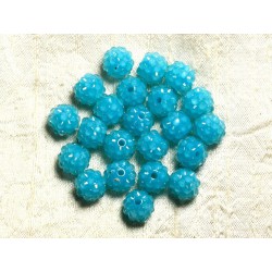 5pc - Perles Shamballas Résine 12x10mm Bleu Turquoise 4558550009401