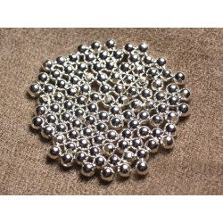 20pc - Perles Métal Argenté Rhodium Boules 4mm 4558550011138