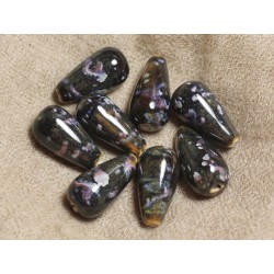 2pc - Perles Céramique Noires - Gouttes 24x12mm 4558550012333