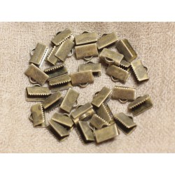 20pc - Embouts Tissus Cuir Métal Bronze sans nickel 10x5mm 4558550012883