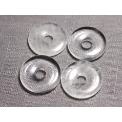 Pendentif en pierre semi précieuse - Cristal de Roche Quartz Donut Pi 30mm - 4558550013040 
