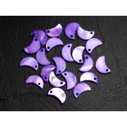 10pc - Perles Breloques Pendentifs Nacre Lune 13mm Violet 4558550014757 