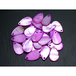 10pc - Perles Breloques Pendentifs Nacre Gouttes 19mm Violet Rose 4558550014405