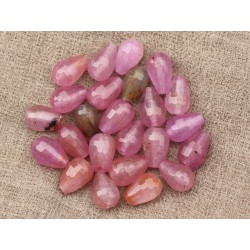 4pc - Perles de Pierre - Jade Vieux Rose avec inclusions Gouttes Facettées 12x8mm 4558550020987 