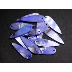 10pc - Breloques Pendentifs Nacre Gouttes 35mm Bleu indigo 4558550014689