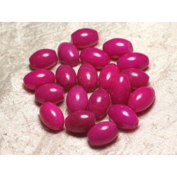 2pc - Perles de Pierre - Jade Rose Fuchsia Olives 16x12mm 4558550014719