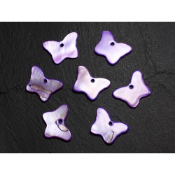 10pc - Perles Breloques Pendentifs Nacre Papillons 20mm Violet 4558550014894