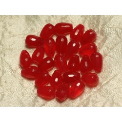 4pc - Perles de Pierre - Jade Gouttes Facettées 12x8mm Rouge 4558550022264