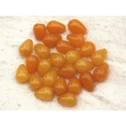 4pc - Perles de Pierre - Jade Gouttes 14x10mm Jaune Moutarde 4558550020505 