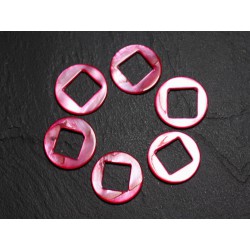 2pc - Perles Composants Connecteurs Nacre Cercles et Losanges 19mm Rouge Rose 4558550015242
